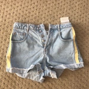 Light wash high waisted jean shorts